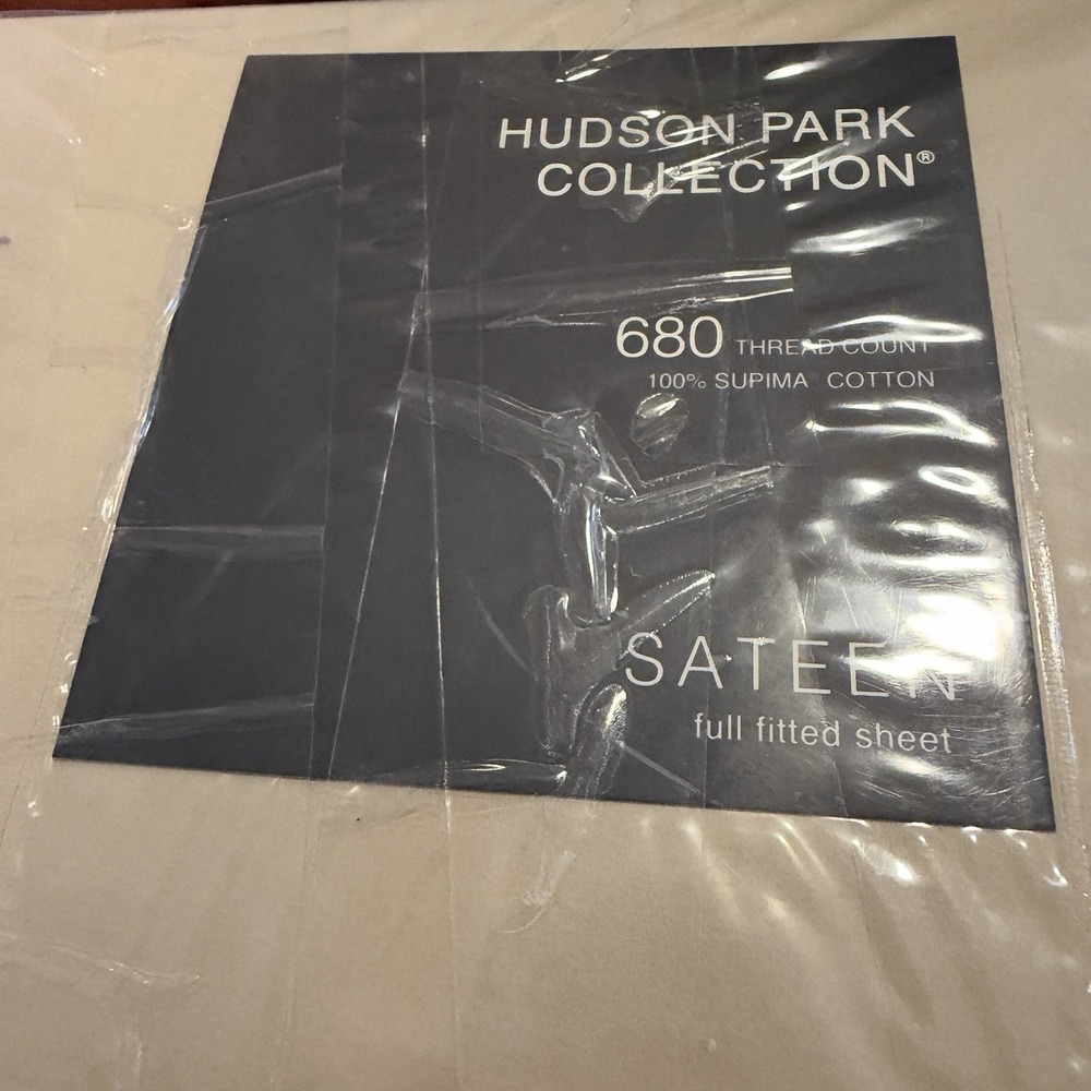 Hudson Park Collection Full Sheet Set 680 TC Supima Cotton Sateen Pumice New